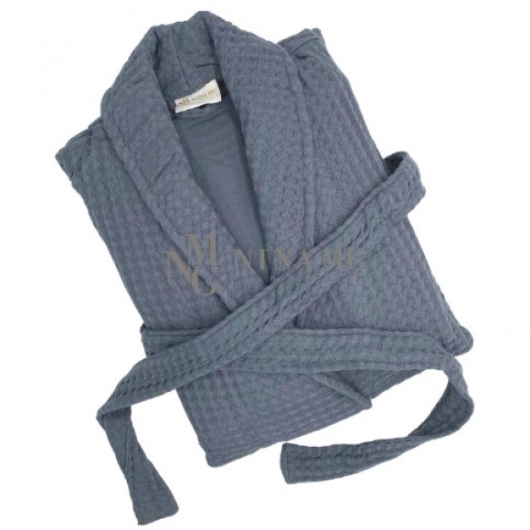 Nina MG Bath robe - Waffle / Navy