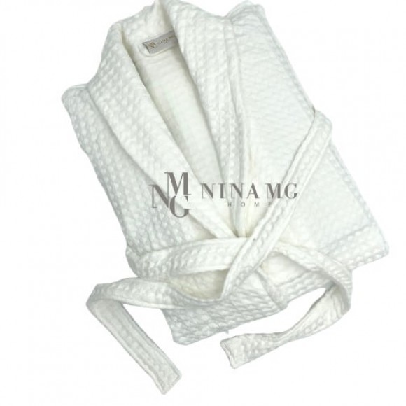 Nina MG Bath robe - Waffle / White