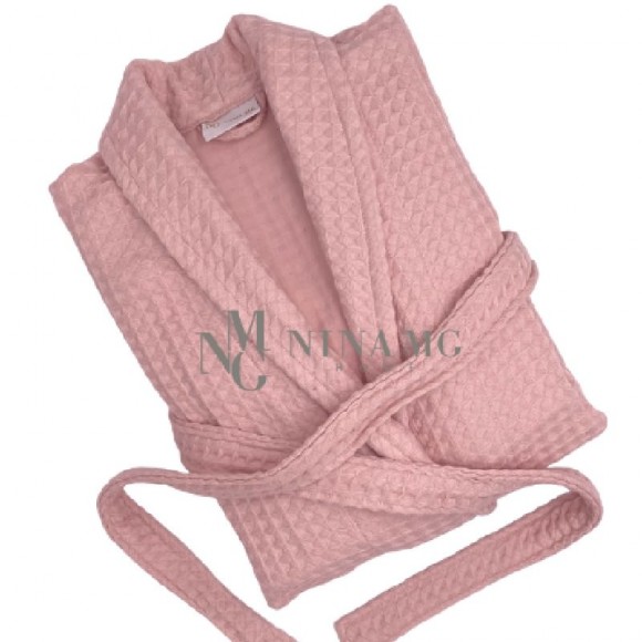 Nina MG Bath robe - Waffle / Pink