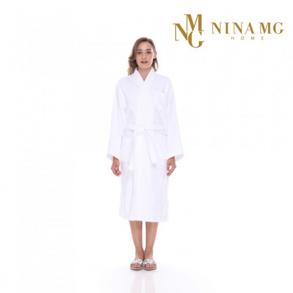 Nina MG Bath Robe - Terry / White