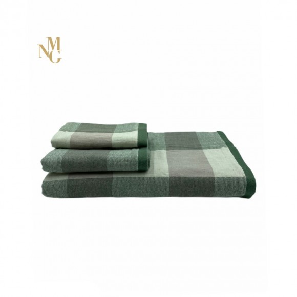 Nina MG Bath Towel - Square Snow / Green