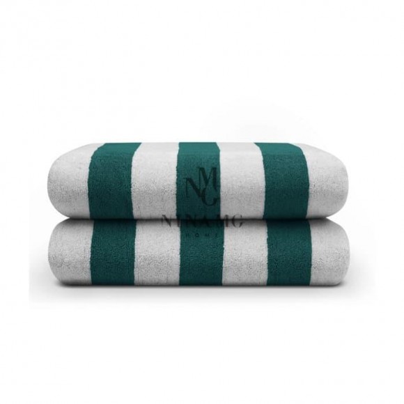 Nina MG Pool Towel - White / Dark Green