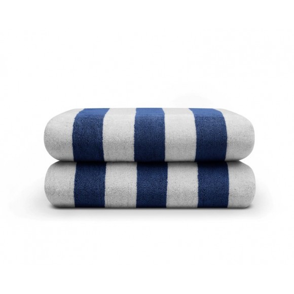 Nina MG Pool Towel - White / Dark Blue